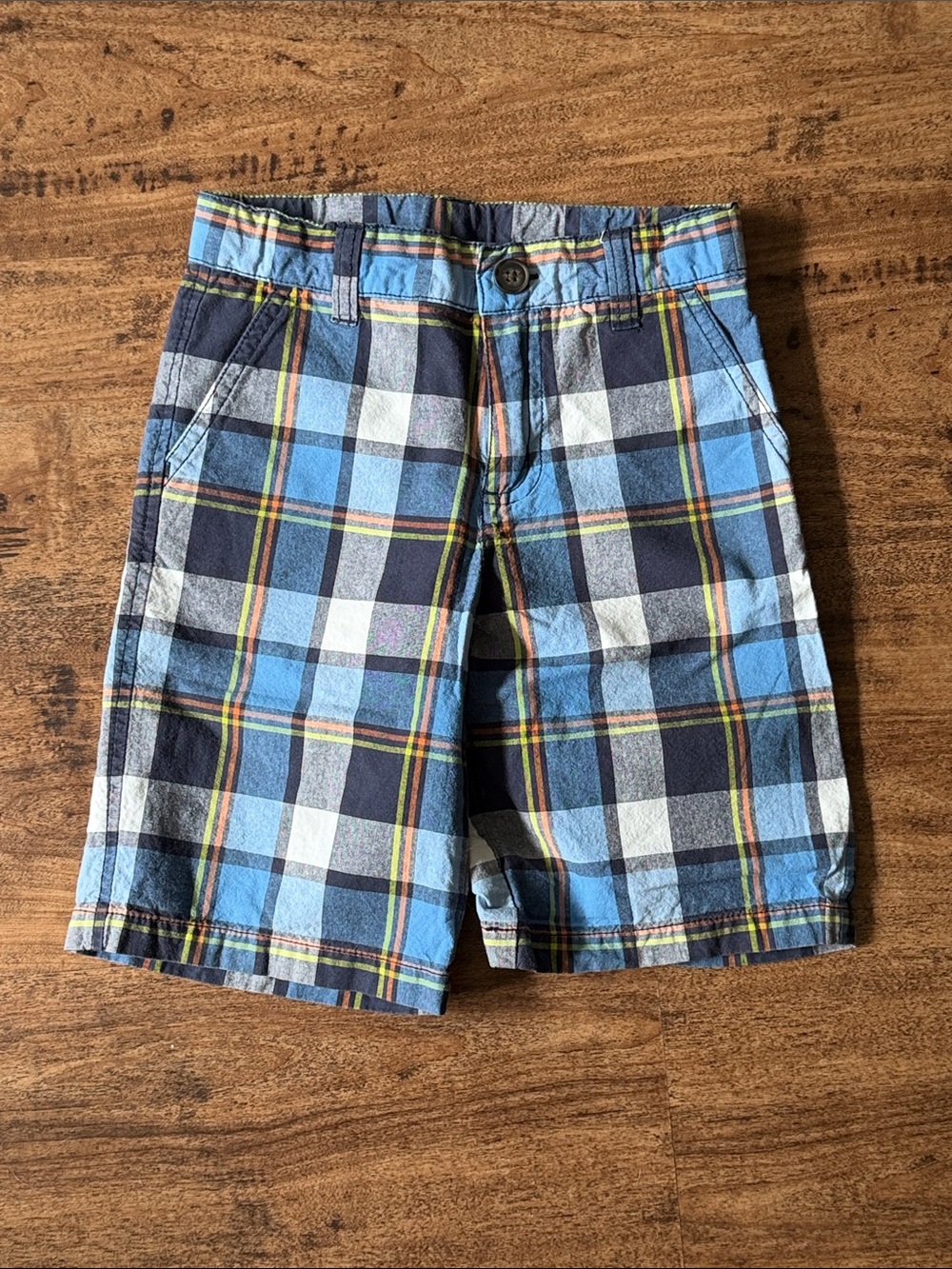 Kids Blue Plaid Cotton Shorts